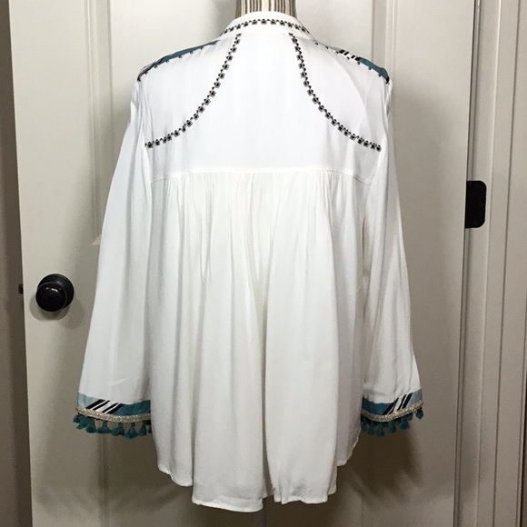 Chico’s Tassel Tie Jacket, Alabaster, 2 - Picture 4 of 10